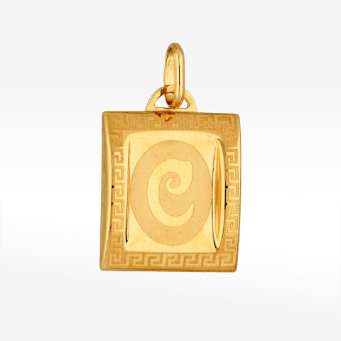 Zawieszka ze złota litera C z wzorem greckim