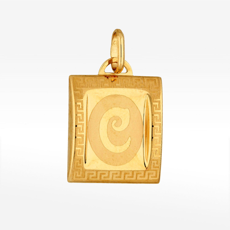 Zawieszka ze złota litera C z wzorem greckim