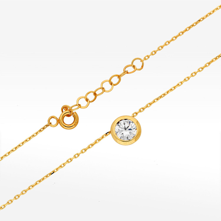 Naszyjnik ze złota 42-45cm z białą cyrkonią