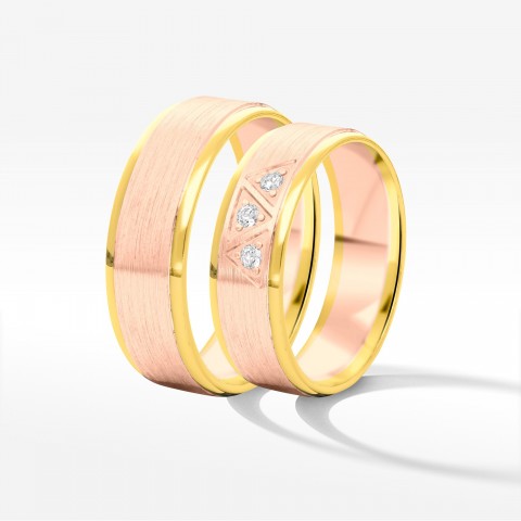 Obrączki ślubne z dwukolorowego złota 6mm płaskie