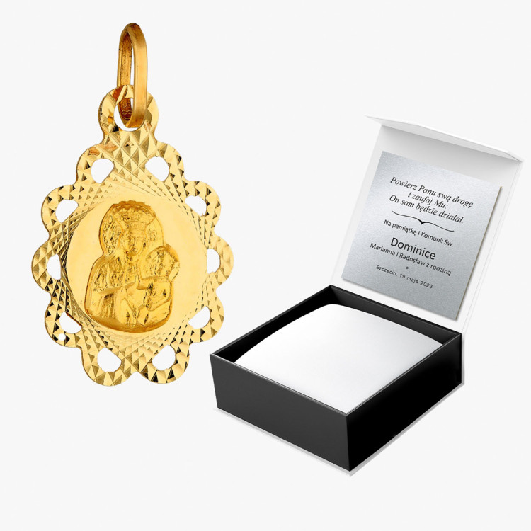 Zawieszka ze złota z matką boską