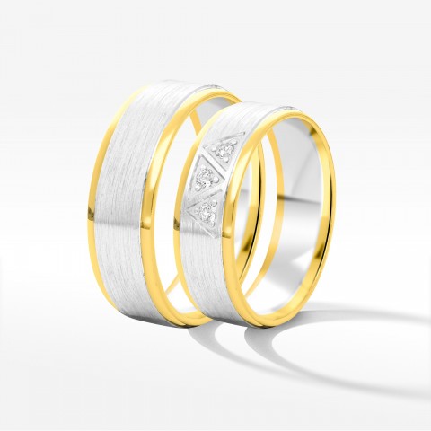 Obrączki ślubne z dwukolorowego złota 6mm płaskie