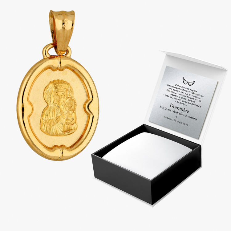 Zawieszka ze złota z matką boską