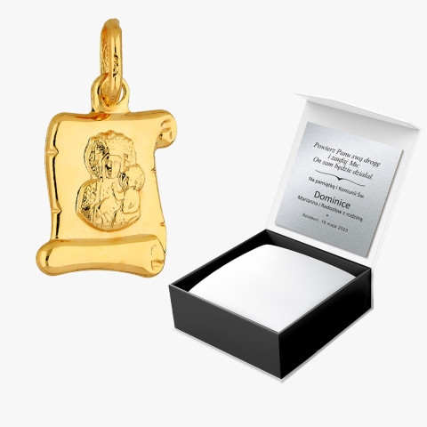 Zawieszka ze złota medalik z matką boską