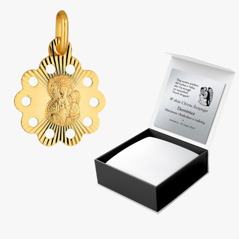 Zawieszka ze złota medalik z matką boską