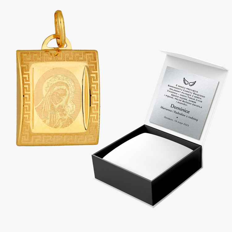 Zawieszka ze złota medalik z matką boską