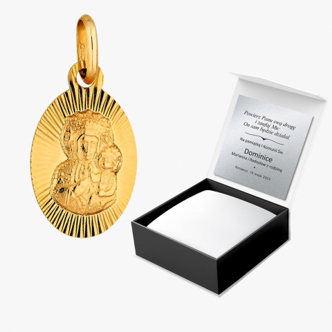 Zawieszka ze złota medalik z matką boską