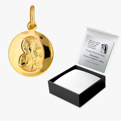 Zawieszka ze złota medalik z matką boską