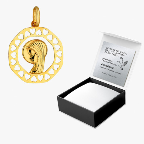 Zawieszka ze złota medalik z matką boską