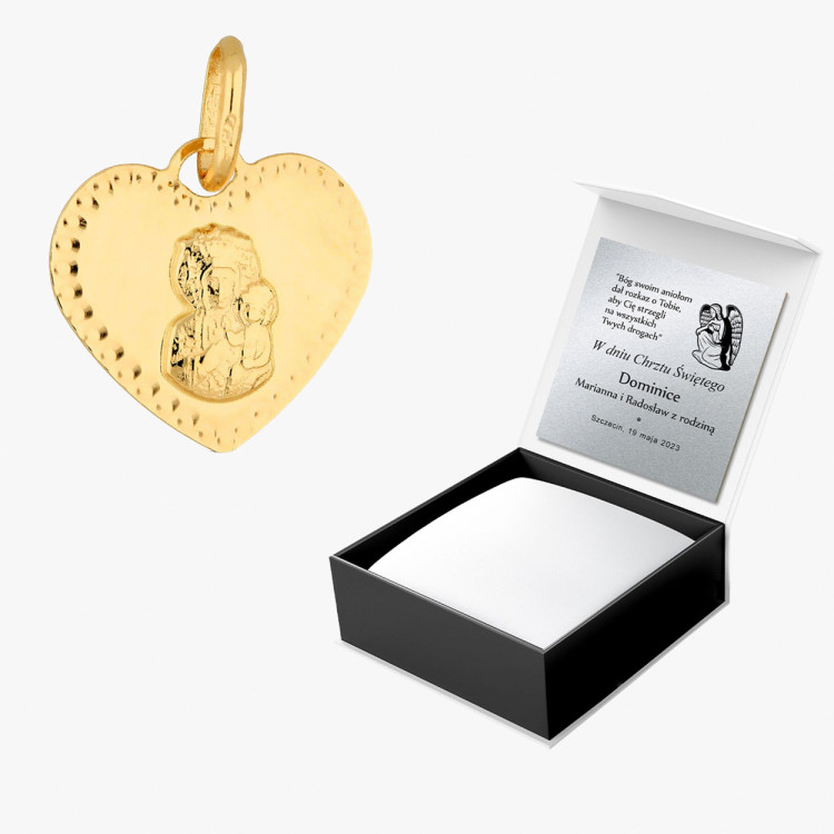 Zawieszka ze złota medalik z matką boską