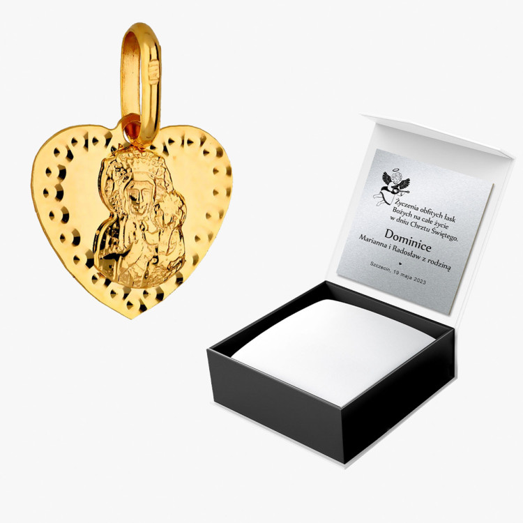 Zawieszka ze złota medalik z matką boską