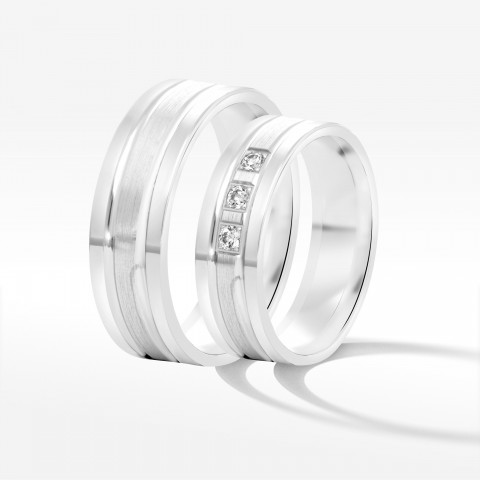 Obrączki ślubne z białego złota 6mm płaskie