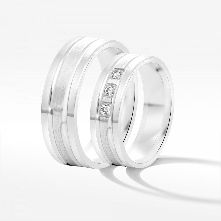 Obrączki ślubne z białego złota 6mm płaskie