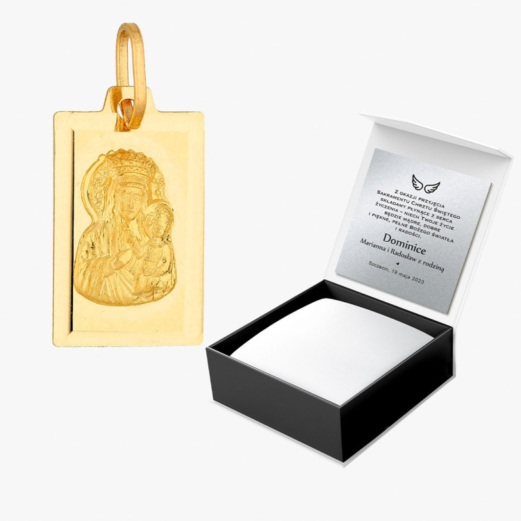 Zawieszka ze złota medalik z matką boską