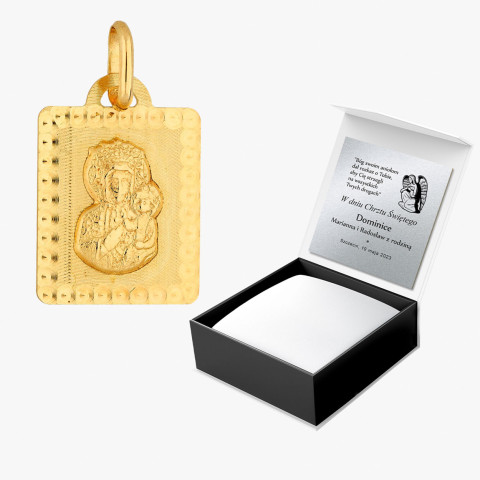 Zawieszka ze złota medalik z matką boską