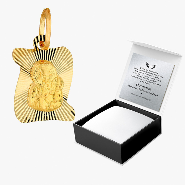 Zawieszka ze złota medalik z matką boską