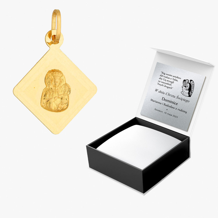 Zawieszka ze złota medalik z matką boską