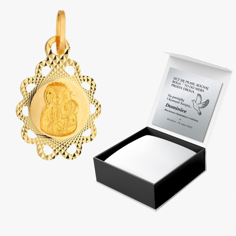 Zawieszka ze złota medalik z matką boską