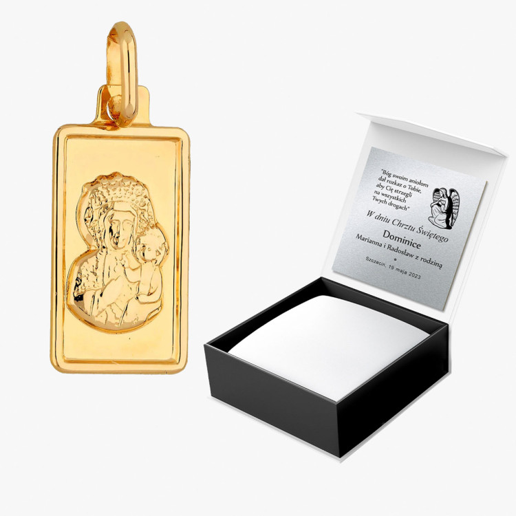 Zawieszka ze złota medalik z matką boską