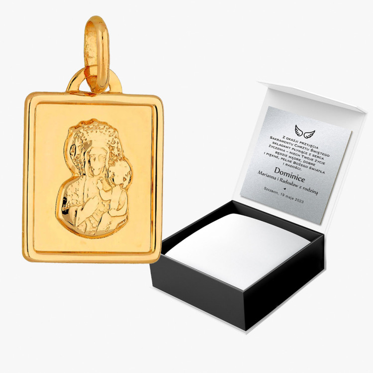 Zawieszka ze złota medalik z matką boską