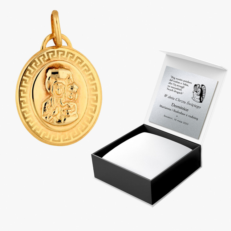 Zawieszka ze złota medalik z matką boską