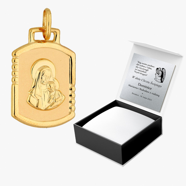 Zawieszka ze złota medalik z matką boską
