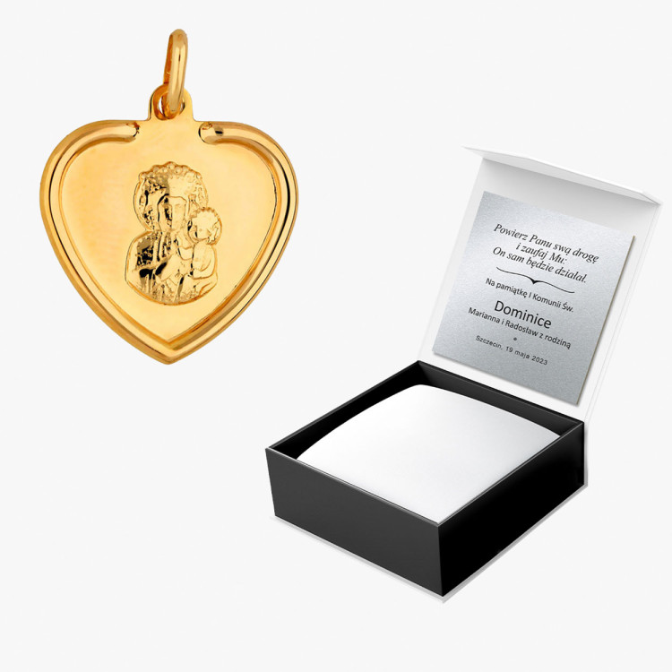 Zawieszka ze złota medalik z matką boską
