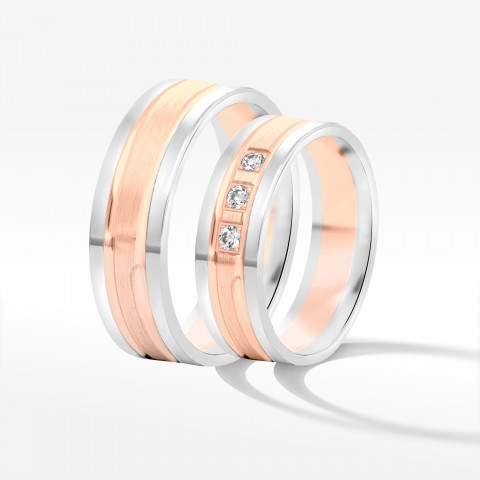 Obrączki ślubne z dwukolorowego złota 6mm płaskie