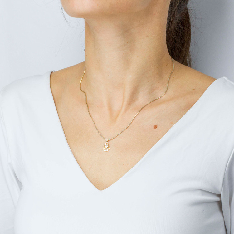 Zawieszka ze złota anioł z białą cyrkonią