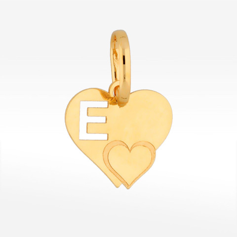 Zawieszka ze złota serce z literą E