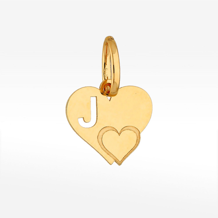 Zawieszka ze złota serce z literą  J