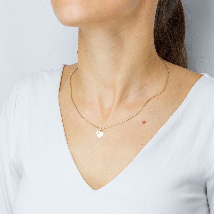 Zawieszka ze złota serce z literą N