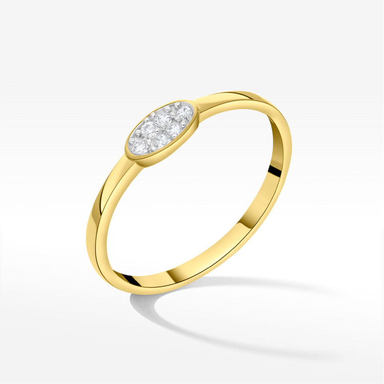Pierścionek ze złota z białymi cyrkoniami