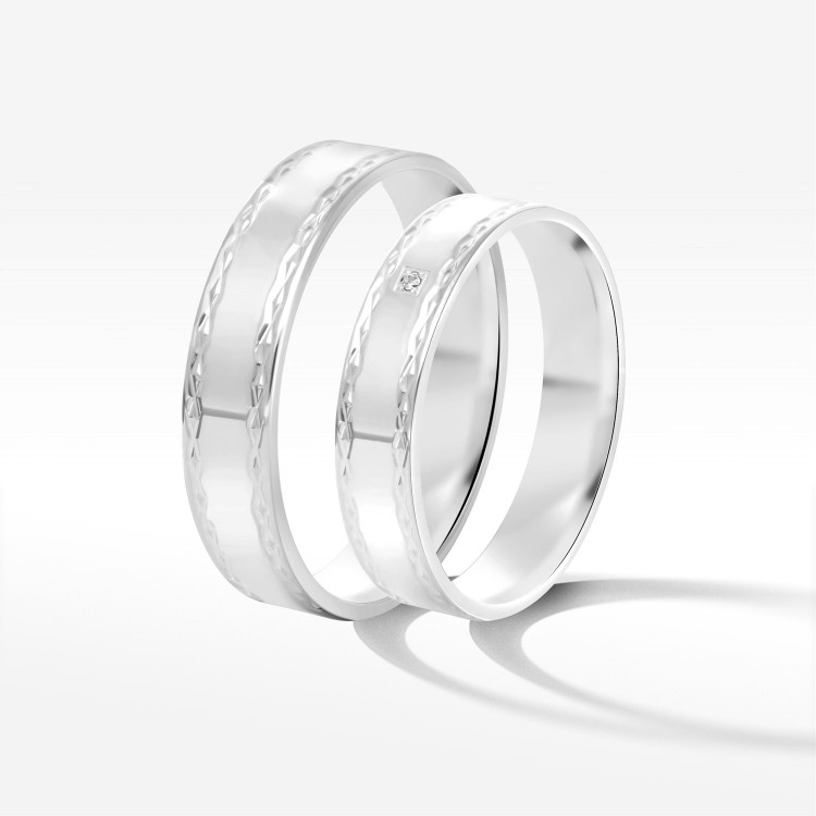 Obrączki ślubne z białego złota 5mm płaskie