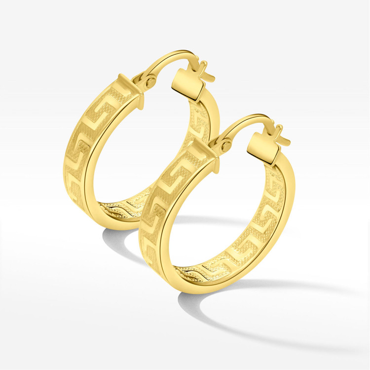 Kolczyki ze złota 1.8cm koła z wzorem greckim