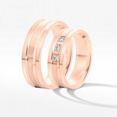 Obrączki ślubne z różowego złota 6mm płaskie