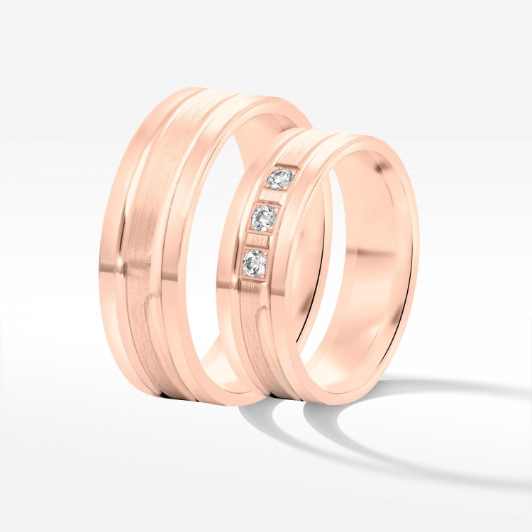 Obrączki ślubne z różowego złota 6mm płaskie