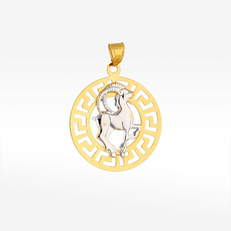 Zawieszka ze złota koziorożec z wzorem greckim