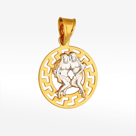 Zawieszka ze złota bliźnięta z wzorem greckim