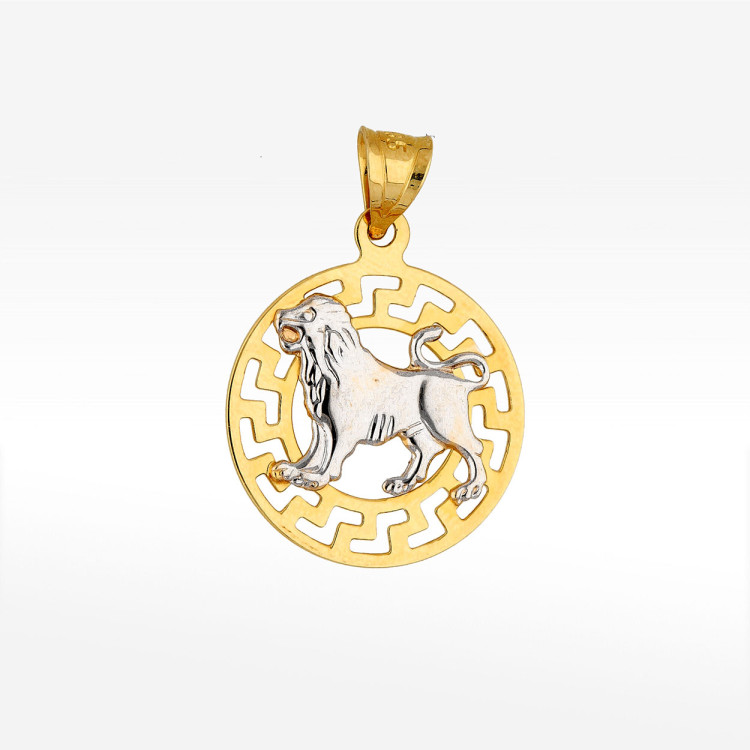 Zawieszka ze złota lew z wzorem greckim
