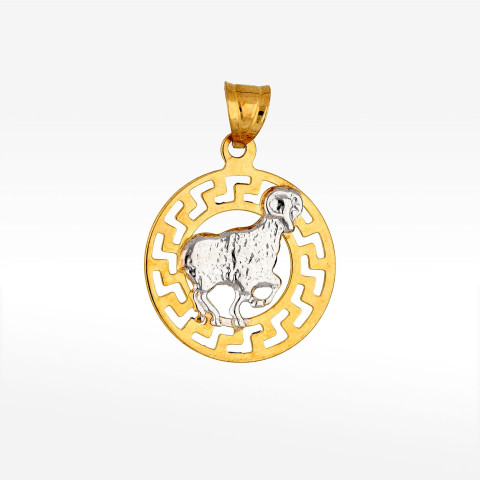 Zawieszka ze złota baran z wzorem greckim