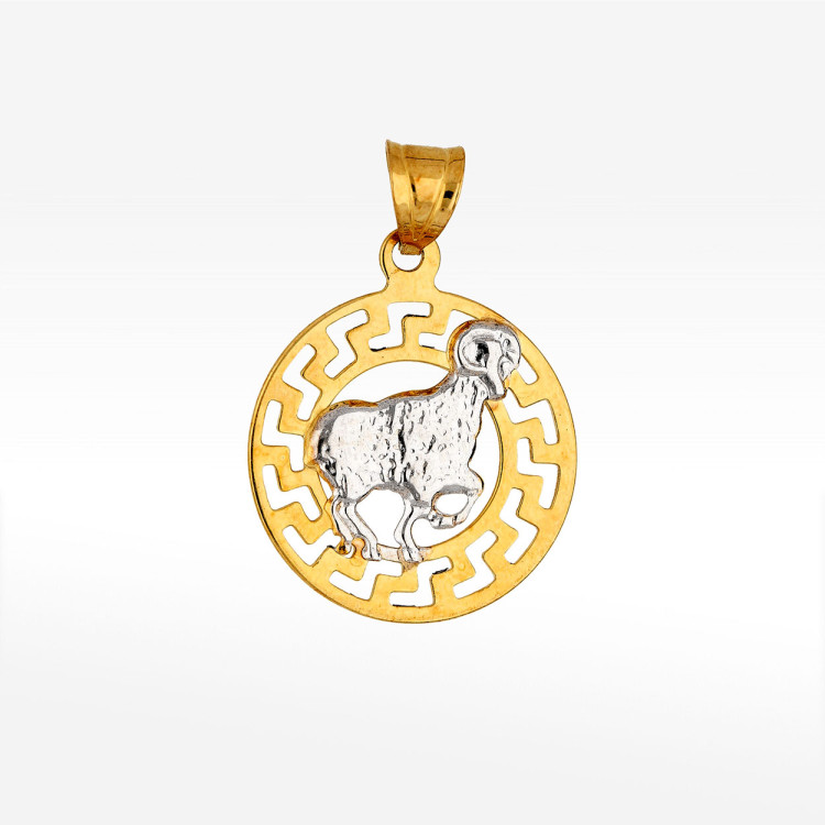 Zawieszka ze złota baran z wzorem greckim