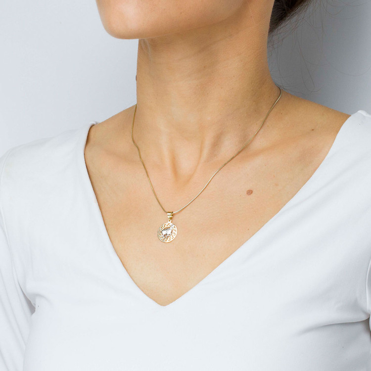 Zawieszka ze złota baran z wzorem greckim