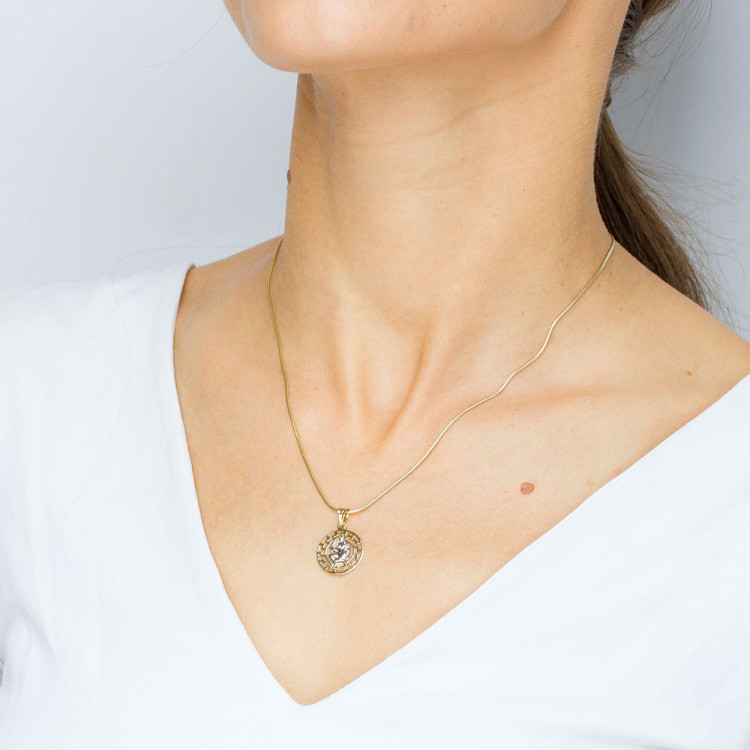 Zawieszka ze złota panna z wzorem greckim