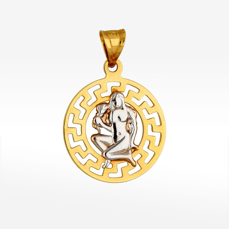 Zawieszka ze złota panna z wzorem greckim