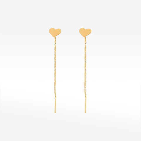 Kolczyki ze złota przeciągane z sercem