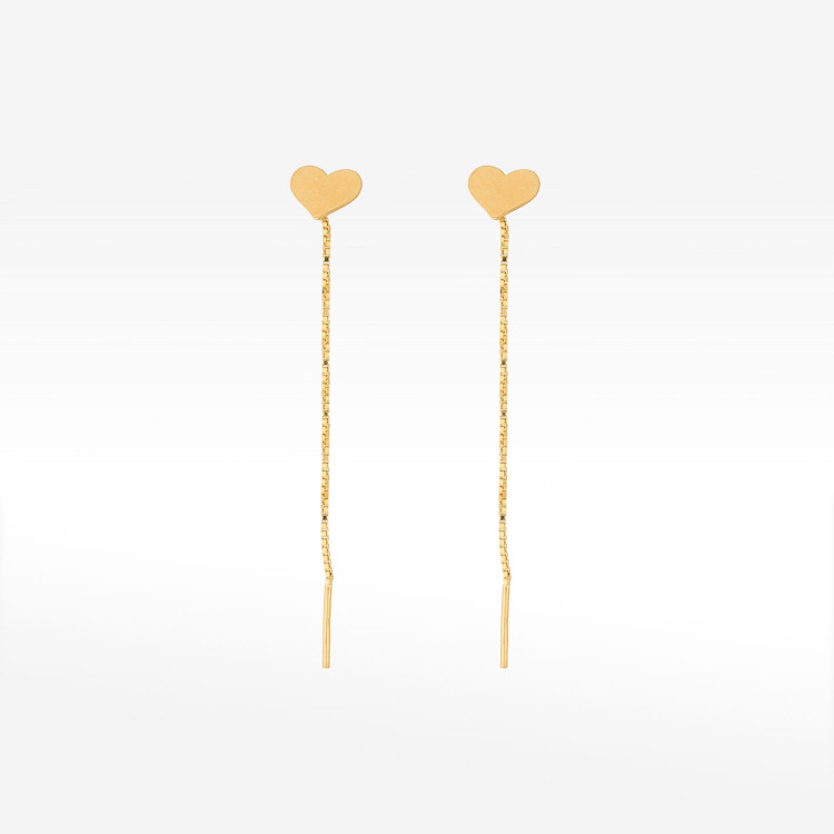 Kolczyki ze złota przeciągane z sercem