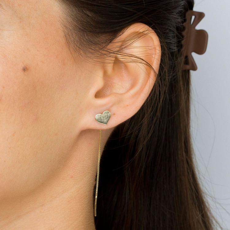 Kolczyki ze złota przeciągane z sercem