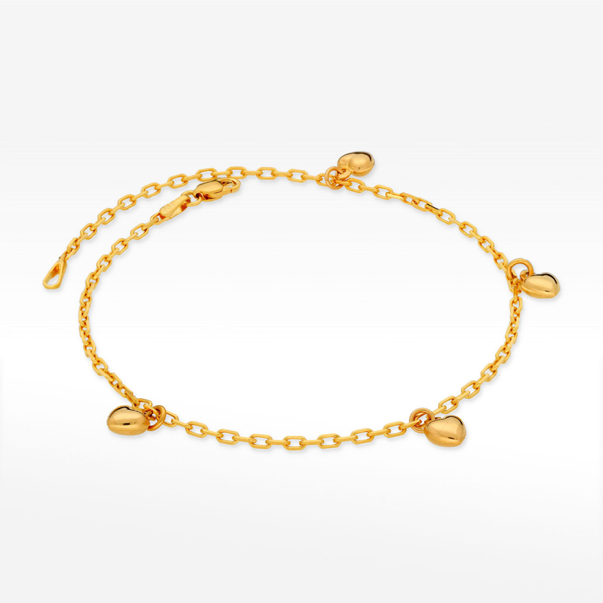 Bransoletka ze złota na nogę z sercami