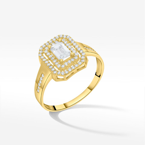 Pierścionek ze złota z białymi cyrkoniami